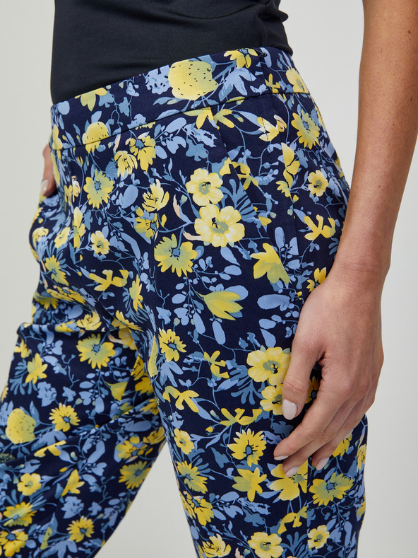 Orsay Pantaloni trei sferturi cu flori galben-albastru ORSAY
