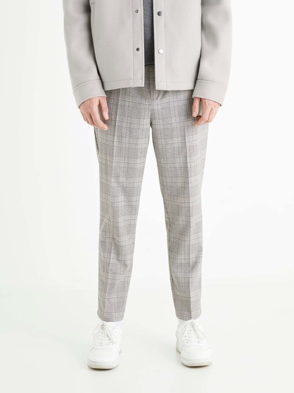 Celio Pantaloni bărbătești croiți în carouri gri Celio 24H Avocheck