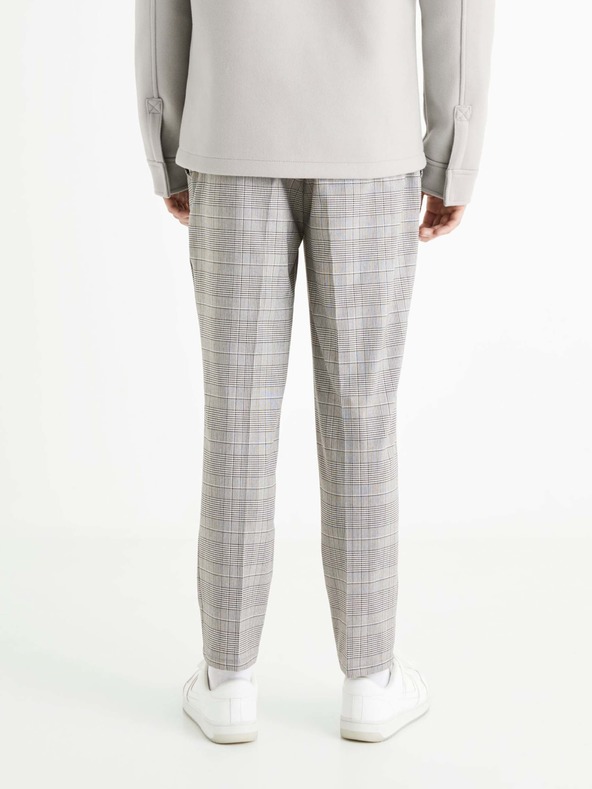 Celio Pantaloni bărbătești croiți în carouri gri Celio 24H Avocheck