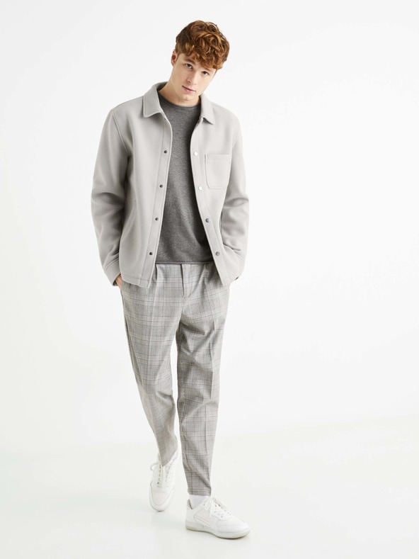 Celio Pantaloni bărbătești croiți în carouri gri Celio 24H Avocheck