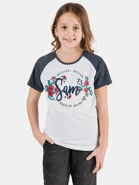 Sam 73 Tricou albastru și alb cu imprimeu pentru fete SAM 73