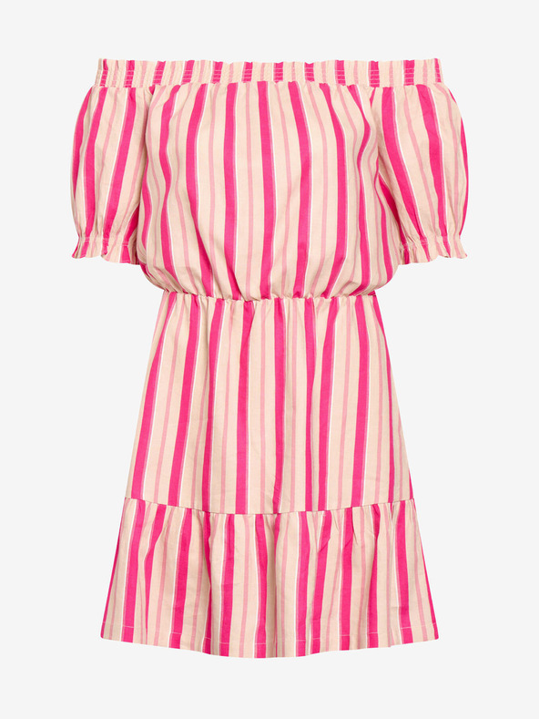 Orsay Rochie fără umeri de in cu dungi roz ORSAY