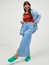 Pieces Top crop maro cu umerii la vedere Pieces Leah