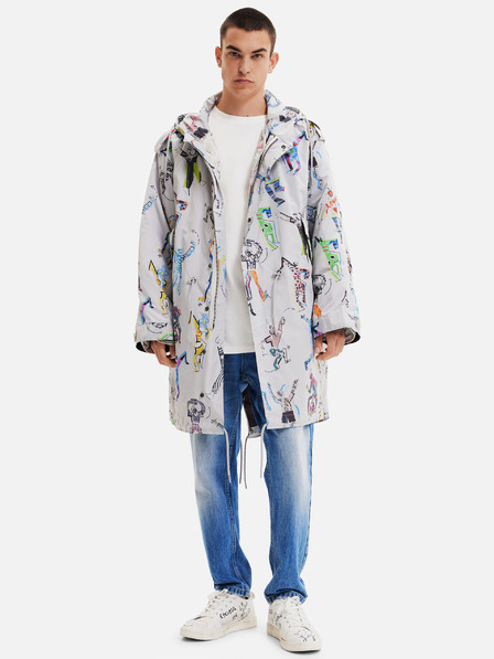 Desigual Parka cu model Desigual Fele gri deschis pentru bărbați, cu căptușeală detașabilă