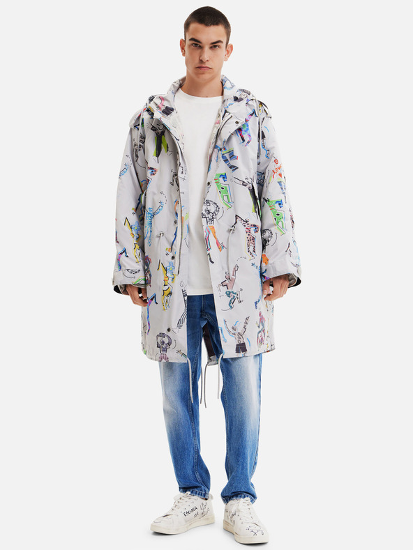 Desigual Parka cu model Desigual Fele gri deschis pentru bărbați, cu căptușeală detașabilă
