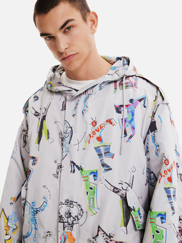 Desigual Parka cu model Desigual Fele gri deschis pentru bărbați, cu căptușeală detașabilă