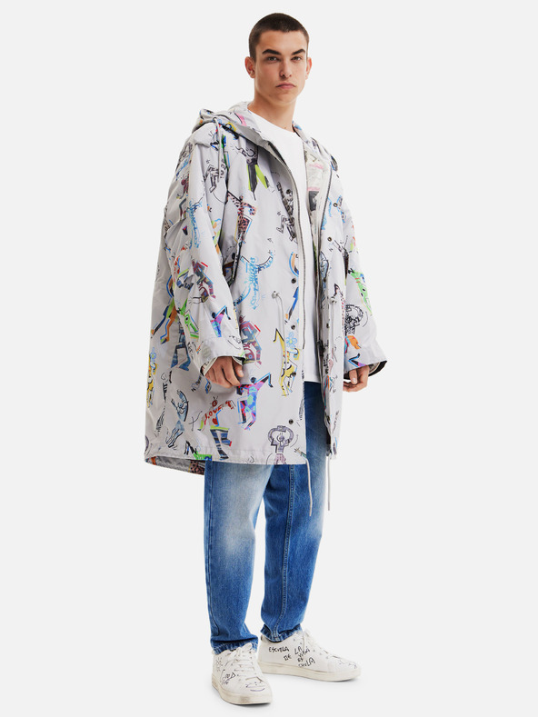 Desigual Parka cu model Desigual Fele gri deschis pentru bărbați, cu căptușeală detașabilă
