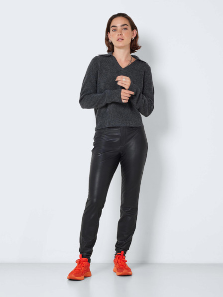 Noisy May Pantaloni skinny fit din piele neagră Noisy May Elly