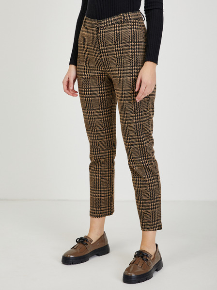 Orsay Pantaloni de damă decupați în carouri maro ORSAY