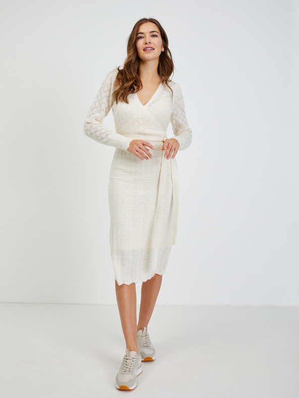 Orsay Rochie de damă pulover perforata crem ORSAY