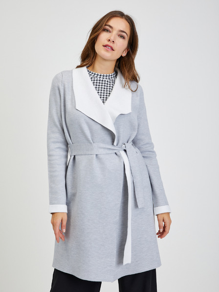 Orsay Cardigan de damă gri deschis cu cordon ORSAY