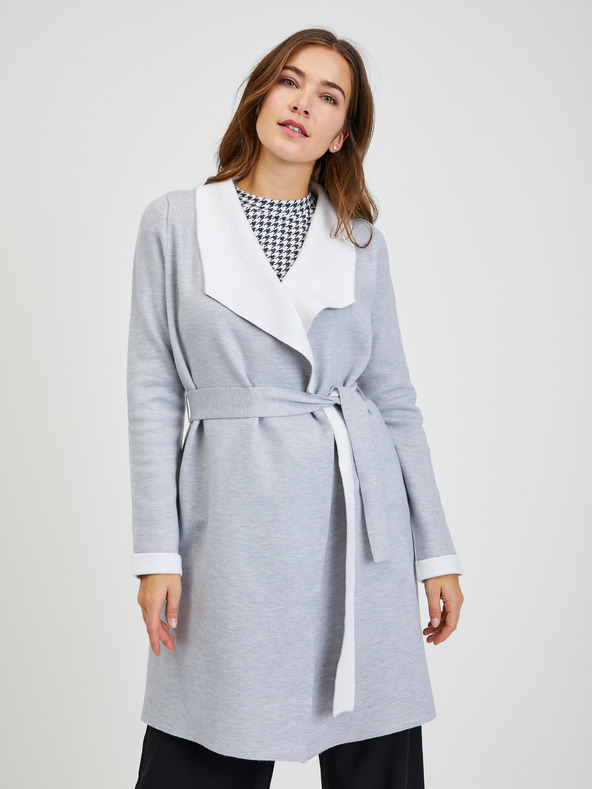 Orsay Cardigan de damă gri deschis cu cordon ORSAY