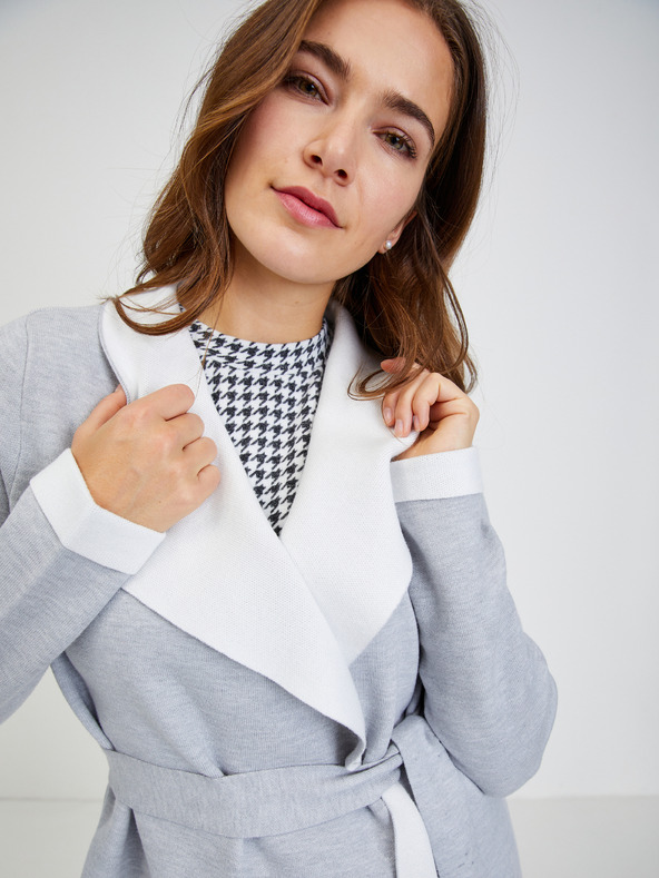 Orsay Cardigan de damă gri deschis cu cordon ORSAY