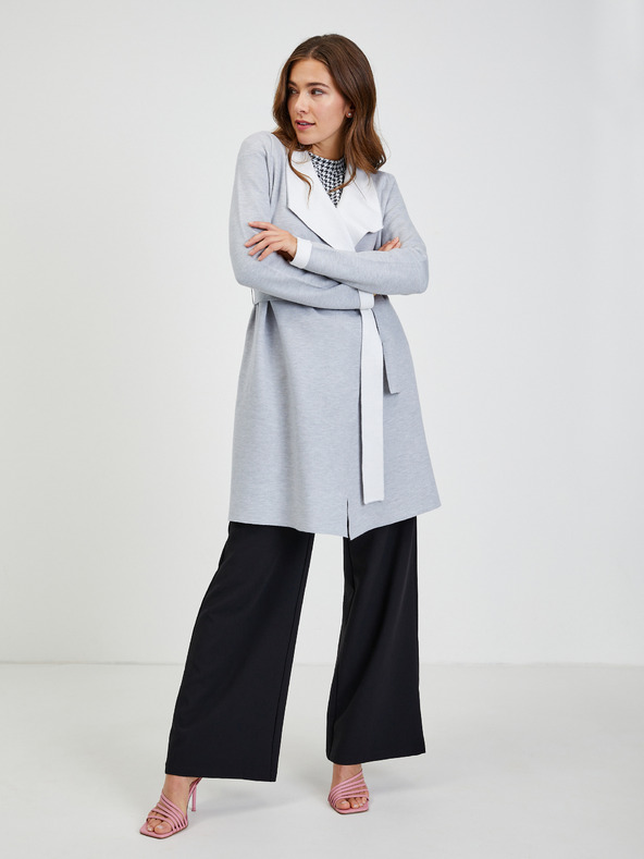 Orsay Cardigan de damă gri deschis cu cordon ORSAY