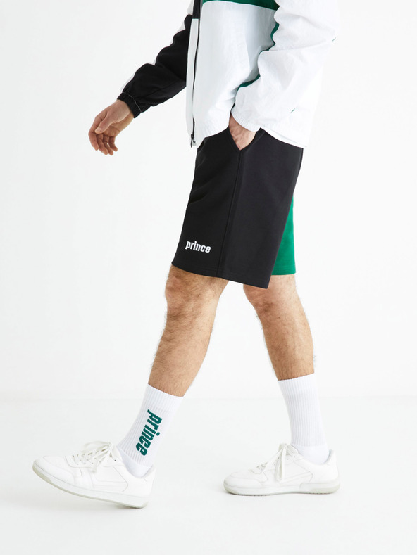 Celio Pantaloni de trening negri și verzi pentru bărbați Celio Prince