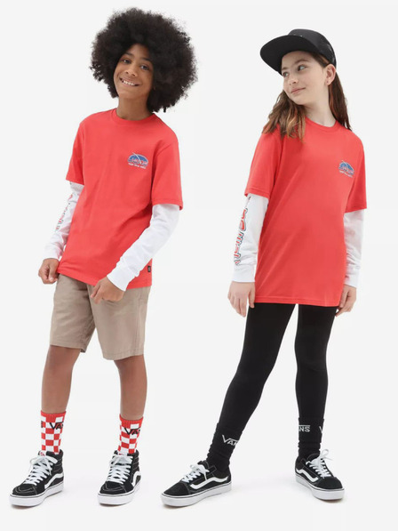 Vans Tricou alb și roșu pentru copii VANS