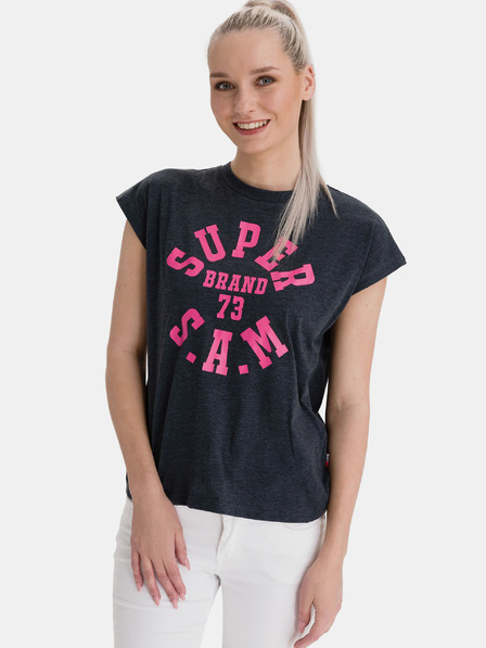 Sam 73 Tricou imprimat pentru femei gri închis SAM 73