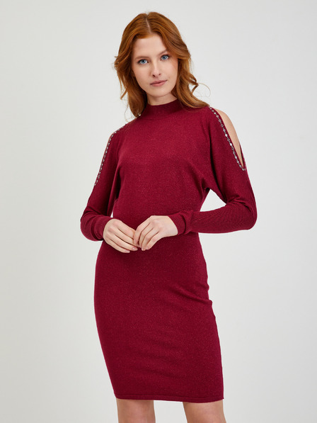 Orsay Rochie pulover damă vișinie cu fante ORSAY