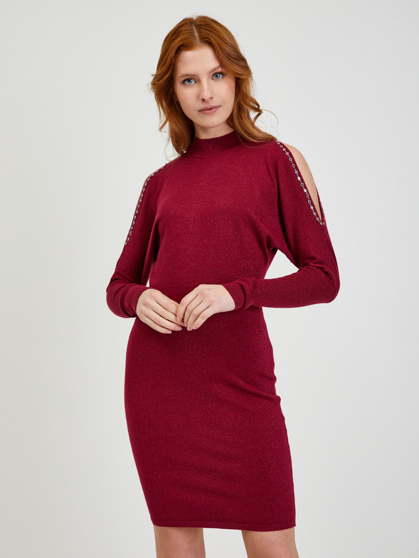 Orsay Rochie pulover damă vișinie cu fante ORSAY