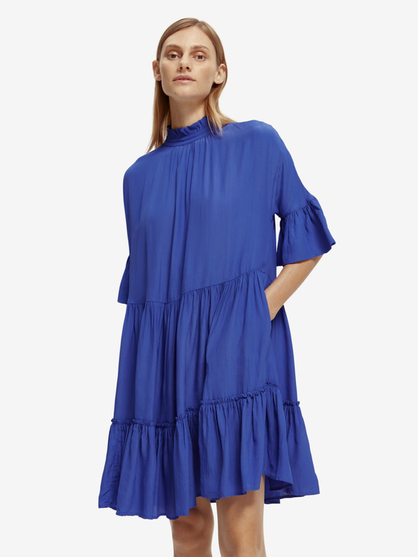 Scotch & Soda Rochie cu volane albastru pentru femei Scotch & Soda