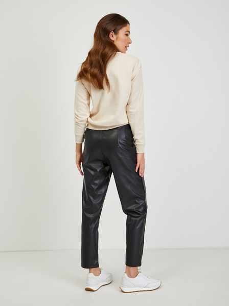 Orsay Pantaloni negri din imitație de piele pentru femei ORSAY