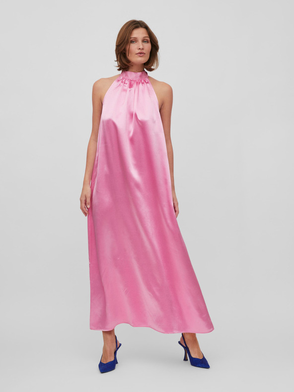 Vila Rochie maxi din satin roz pentru femei VILA Sittas