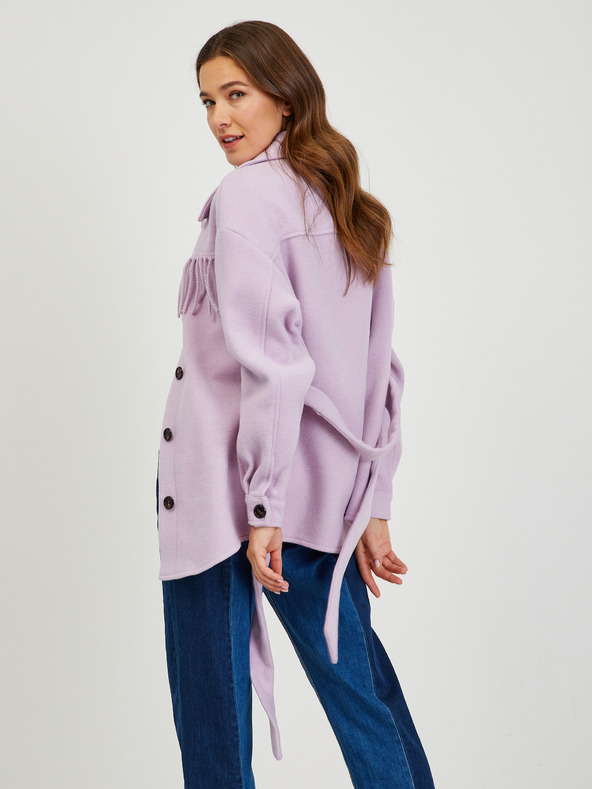 Orsay Jachetă tip cămașă violet deschis cu franjuri ORSAY