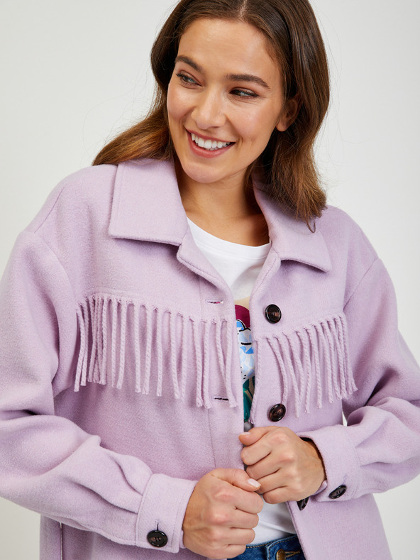 Orsay Jachetă tip cămașă violet deschis cu franjuri ORSAY