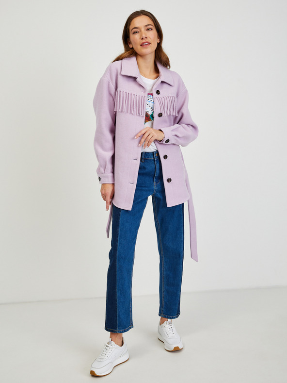 Orsay Jachetă tip cămașă violet deschis cu franjuri ORSAY