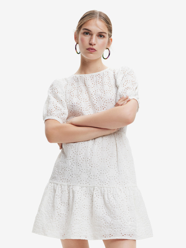 Desigual Rochie albă cu model pentru femei Desigual Limon