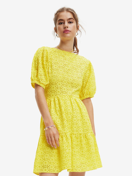 Desigual Rochie galbenă cu model pentru femei Desigual Limon