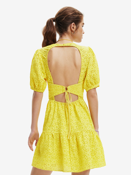 Desigual Rochie galbenă cu model pentru femei Desigual Limon