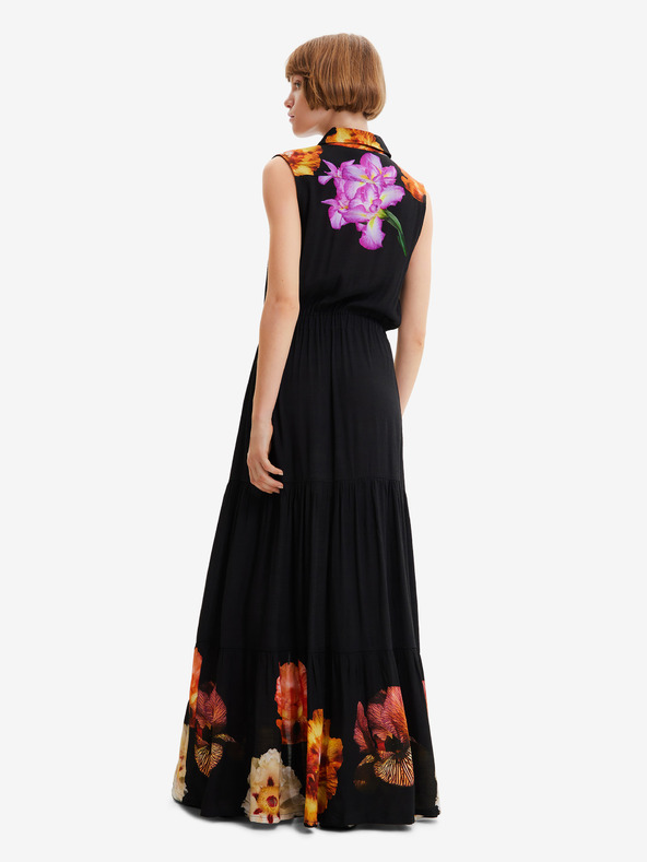 Desigual Desigual Suiza-Lacroix Rochie maxi cămașă cu motive florale, neagră, pentru femei
