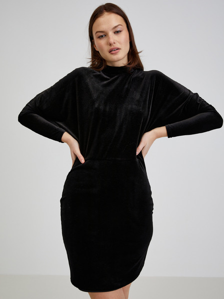 Orsay Rochie de damă neagră cu finisaj de piele întoarsă ORSAY