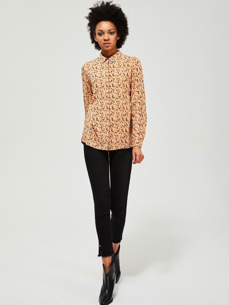 Moodo Brown Moodo Patterned Stretch Shirt