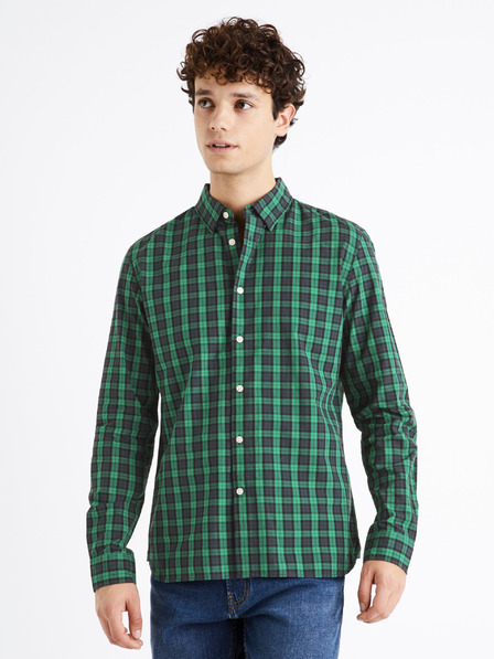 Celio Cămașă bărbătească în carouri neagră și verde Celio Dawayne