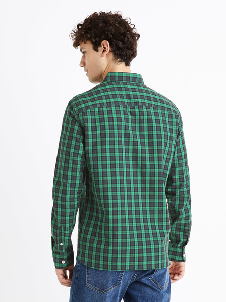Celio Cămașă bărbătească în carouri neagră și verde Celio Dawayne