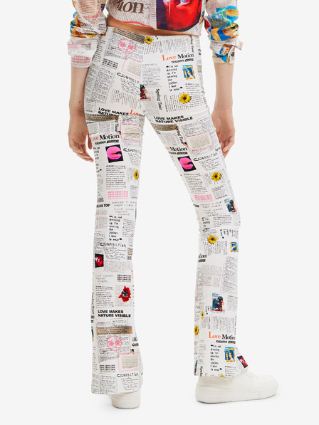 Desigual Pantaloni cu model alb pentru femei Desigual Newspaper