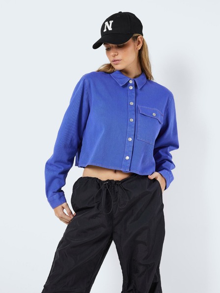Noisy May Tricou cropped din denim albastru pentru femei Noisy May Maddy