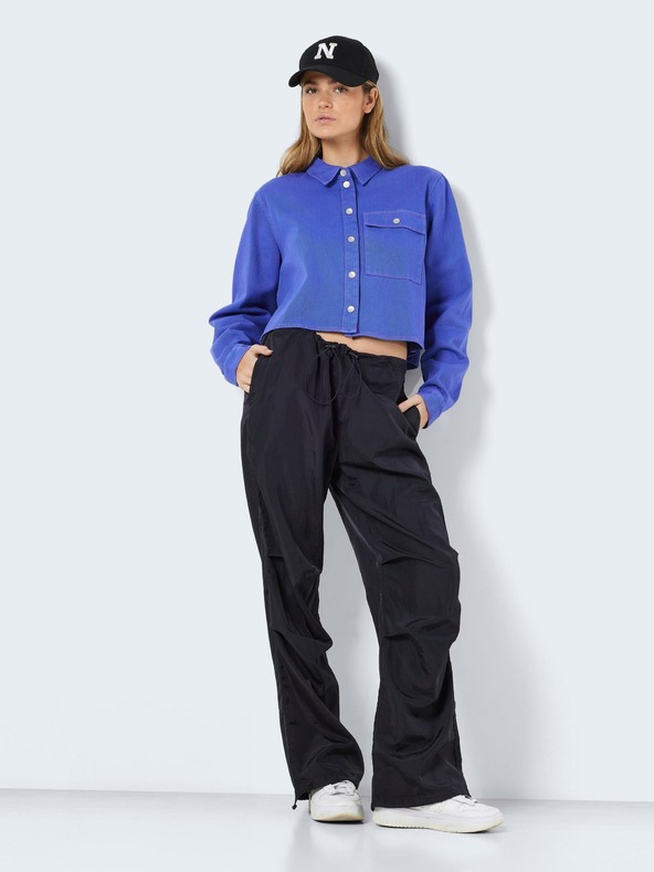 Noisy May Tricou cropped din denim albastru pentru femei Noisy May Maddy