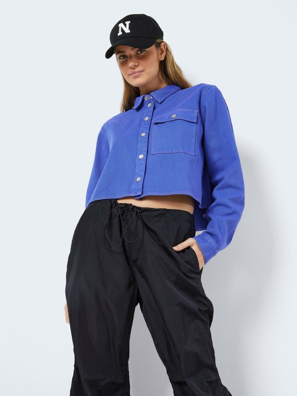 Noisy May Tricou cropped din denim albastru pentru femei Noisy May Maddy