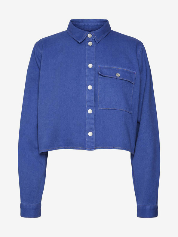 Noisy May Tricou cropped din denim albastru pentru femei Noisy May Maddy