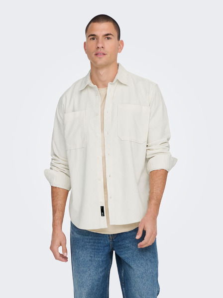 ONLY & SONS Cămașă cu top din catifea cremă pentru bărbați ONLY & SONS Alp