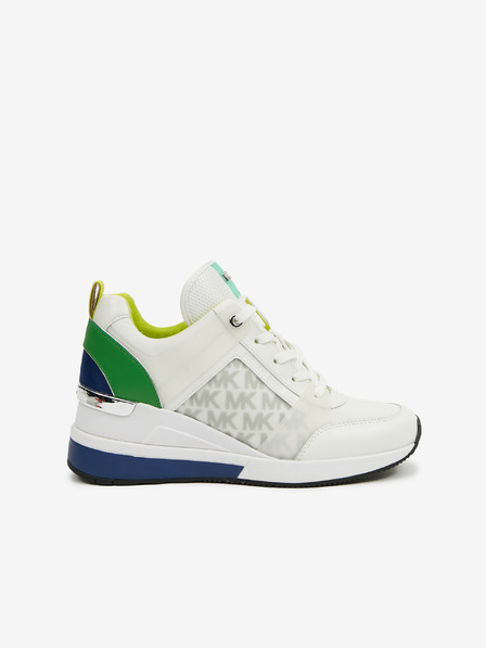 Michael Kors Adidași din piele pentru femei Michael Kors Georgie Trainer Wedge, albi