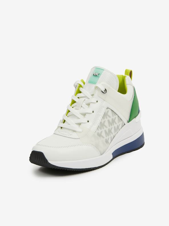 Michael Kors Adidași din piele pentru femei Michael Kors Georgie Trainer Wedge, albi