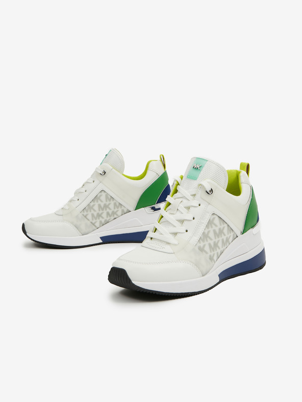 Michael Kors Adidași din piele pentru femei Michael Kors Georgie Trainer Wedge, albi