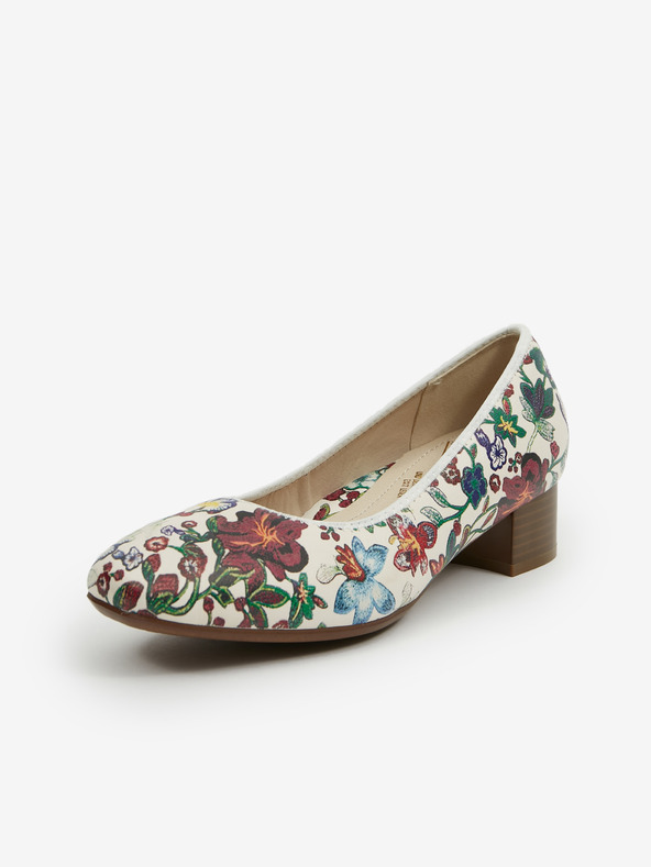 Rieker Pantofi Rieker albi din piele cu motive florale, pentru femei