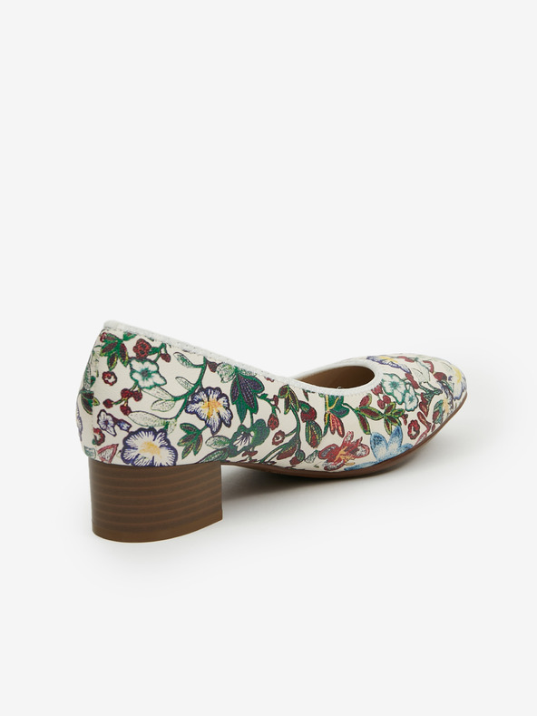 Rieker Pantofi Rieker albi din piele cu motive florale, pentru femei