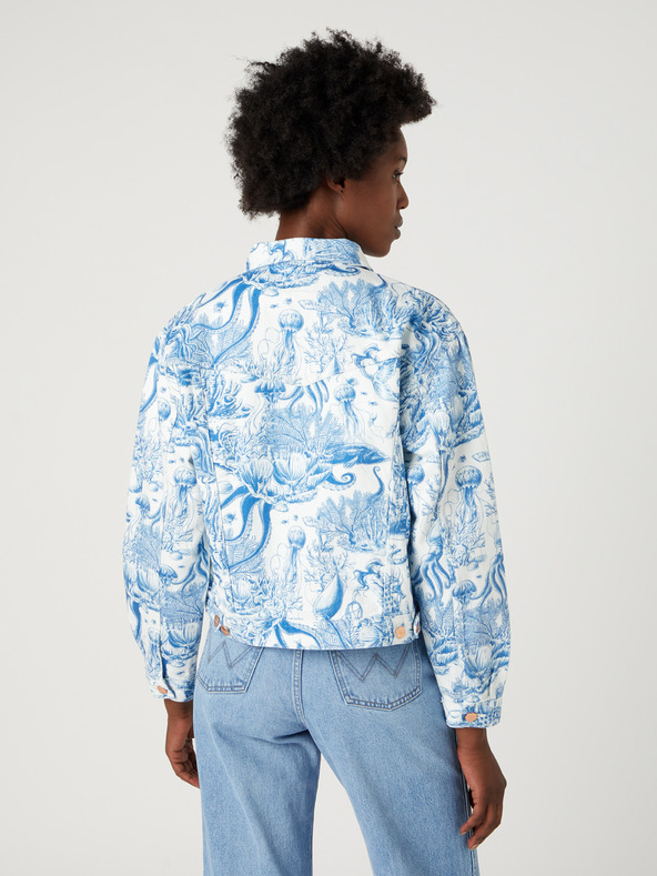 Wrangler Jachetă din denim cu model Wrangler albă și albastră pentru femei