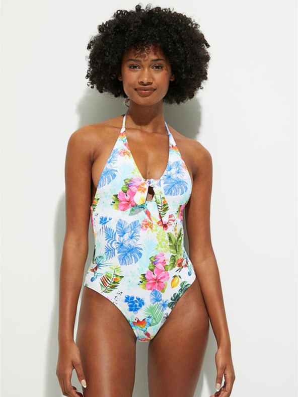 Desigual Costum de baie dintr-o singură piesă floral albastru și alb Desigual